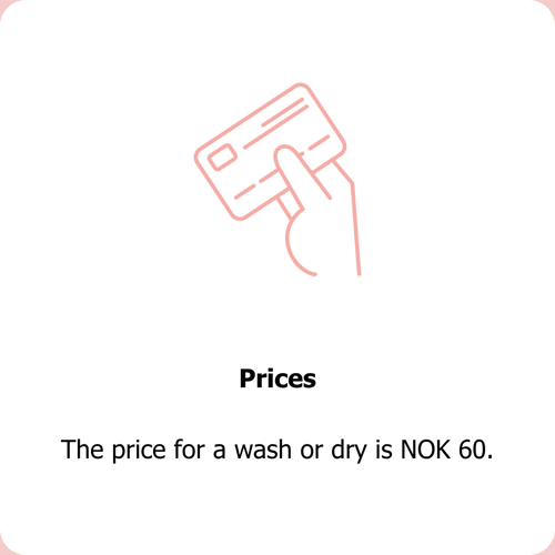 At Clean Kokos, the price for a wash or a dry is NOK 60.