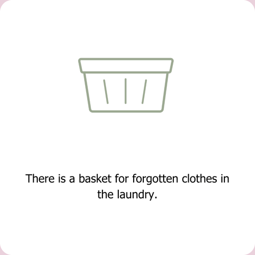 There is a basket for forgotten clothes in Clean Kokos laundromat.