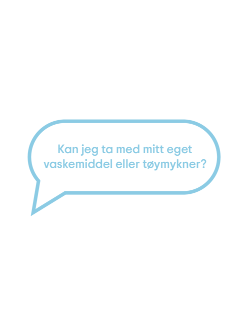 Kan jeg ta med mitt eget vaskemiddel eller tøymykner? Kan jeg ta med mitt eget vaskemiddel eller tøymykner?