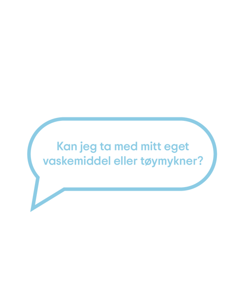 Kan jeg ta med mitt eget vaskemiddel eller tøymykner?