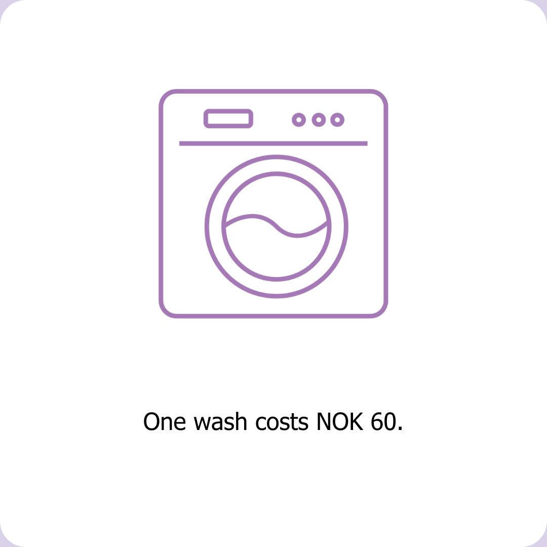 One wash at Clean Kokos laundromat costs NOK 60.
